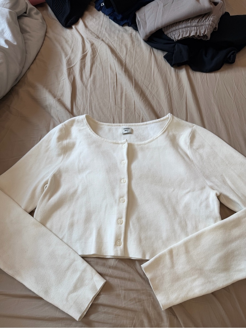 Cropped White Button-Front Women's cardigan Sunday best izzy